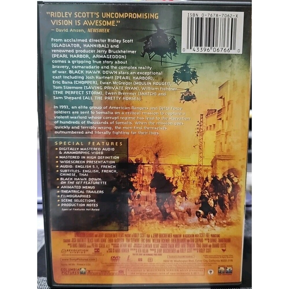 Black Hawk Down (DVD, 2001) - Josh Hartnett, Ewan McGregor, dir. Ridley Scott - Picture 2 of 3